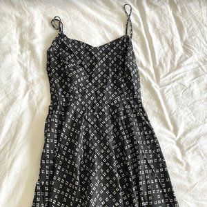 Black Patterned Casual Old Navy Fit and Flare Cami Dress